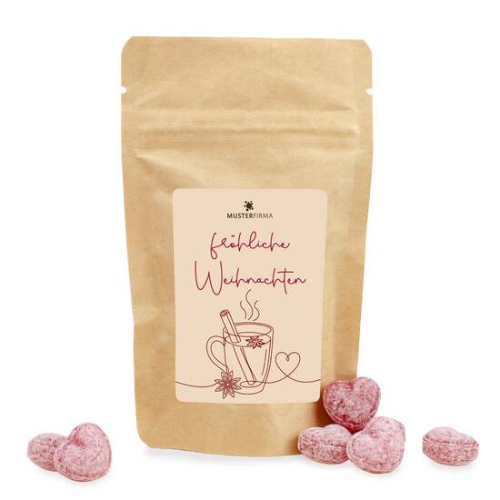 Ecobag XS mit Glühweinbonbons und Logo – Nachhaltiger Streuartikel
