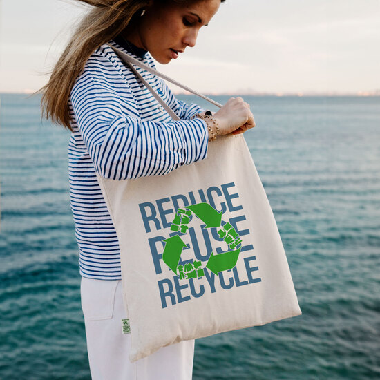 PASSAU – Klassische Tasche aus recycelter Baumwolle mit langen Henkeln