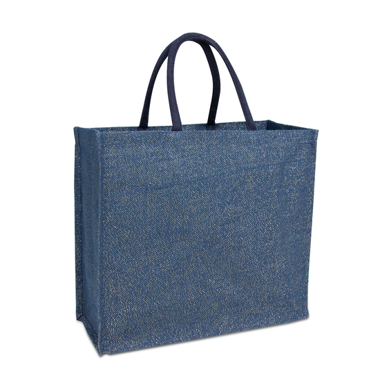 Jute Taschen  DJK012 45 x 17 x 40 cm dunkelblau-gold