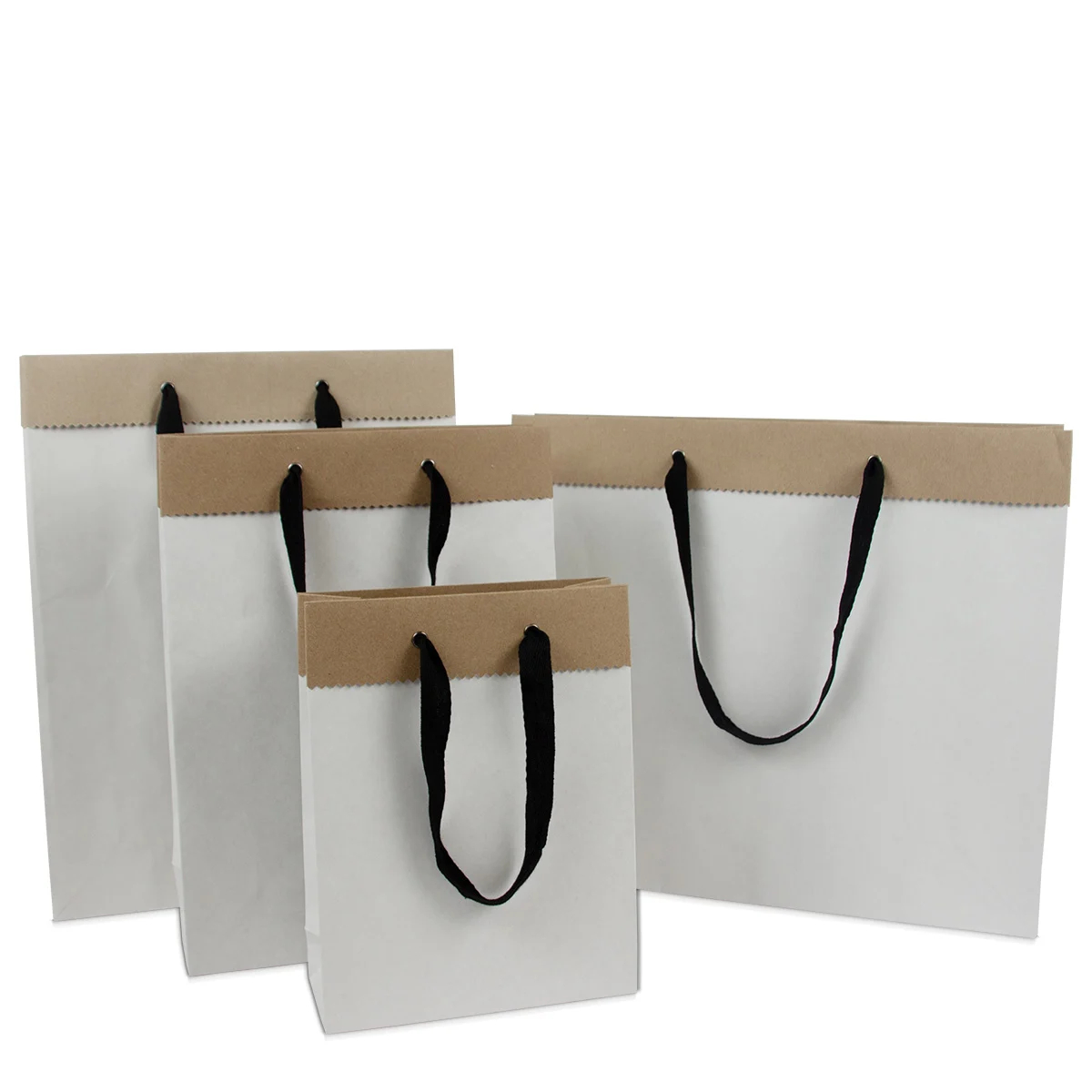 Deluxe Papiertasche Duplex DPK084 20 x 8 x 26 cm  weiss Aussen - braun Innen