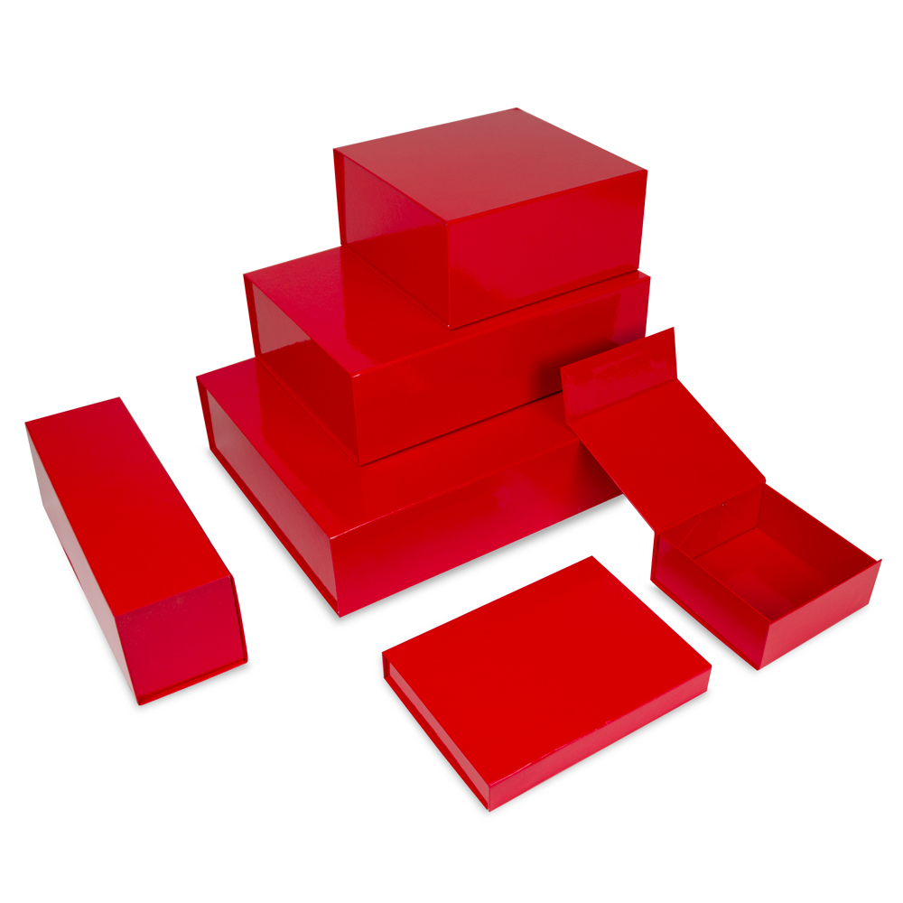 Luxus Magnetfaltkartonagen VPD058 14 x 14,5 x 5,7 cm rot hochglanz