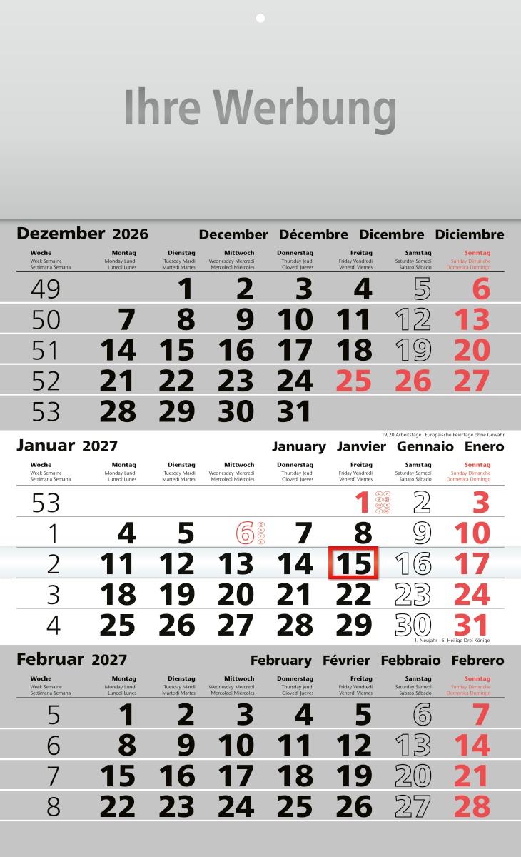 Dreimonatsplaner Assistent-basic grau