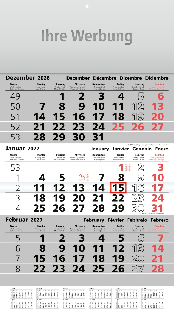 Dreimonatsplaner Assistent-plus grau