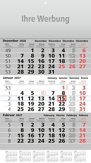 Dreimonatsplaner Assistent-plus grau