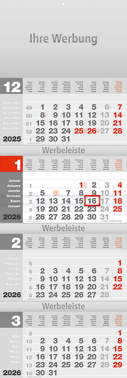 Viermonatsplaner Design-quattro grau