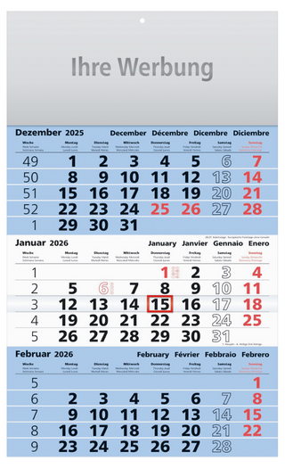 3-Monatskalender Assistent-basic blau
