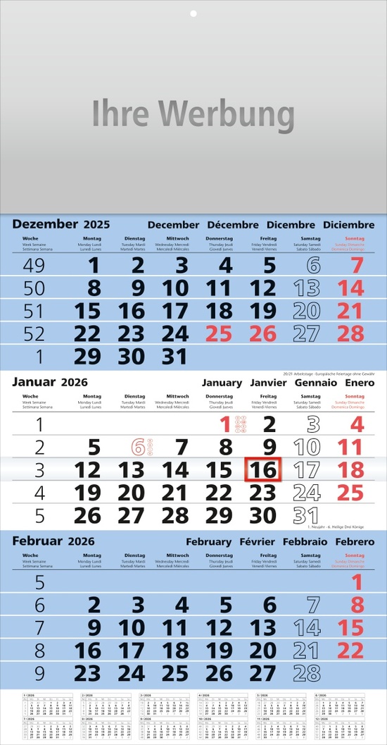 Dreimonatsplaner Assistent-plus blau - Monatsplaner