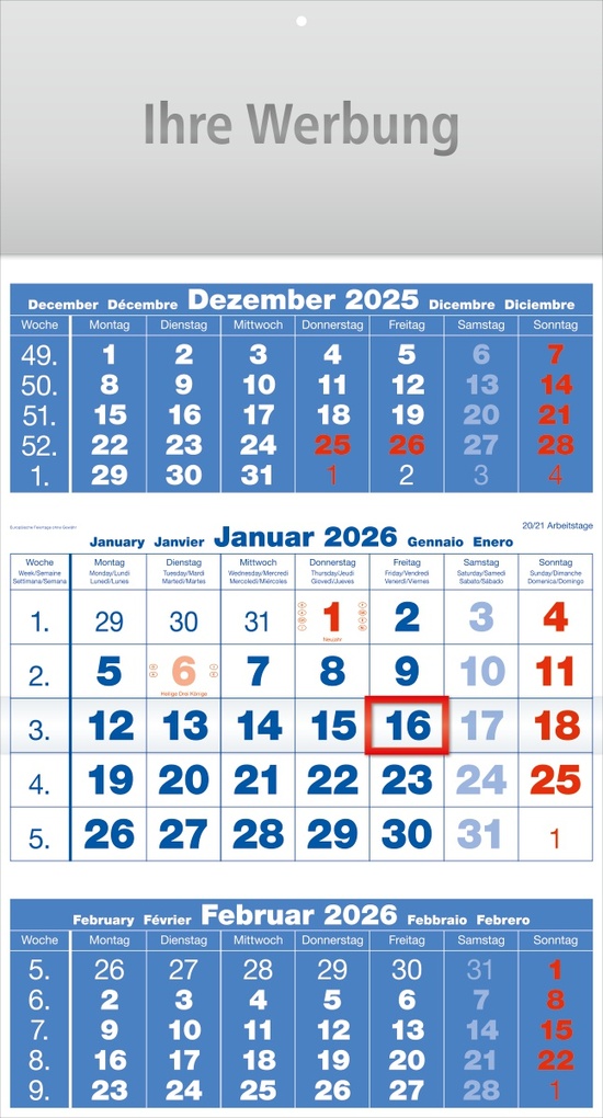 Dreimonatsplaner Compact-basic blau - Monatsplaner