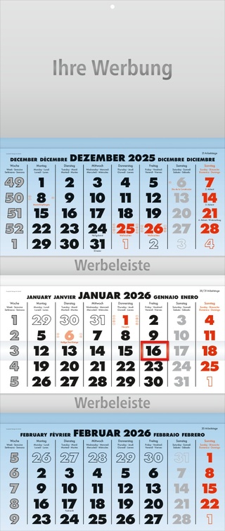 Dreimonatsplaner Business-trio blau - Monatsplaner