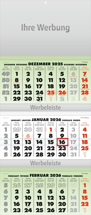 Dreimonatsplaner Business-trio grün - Monatsplaner