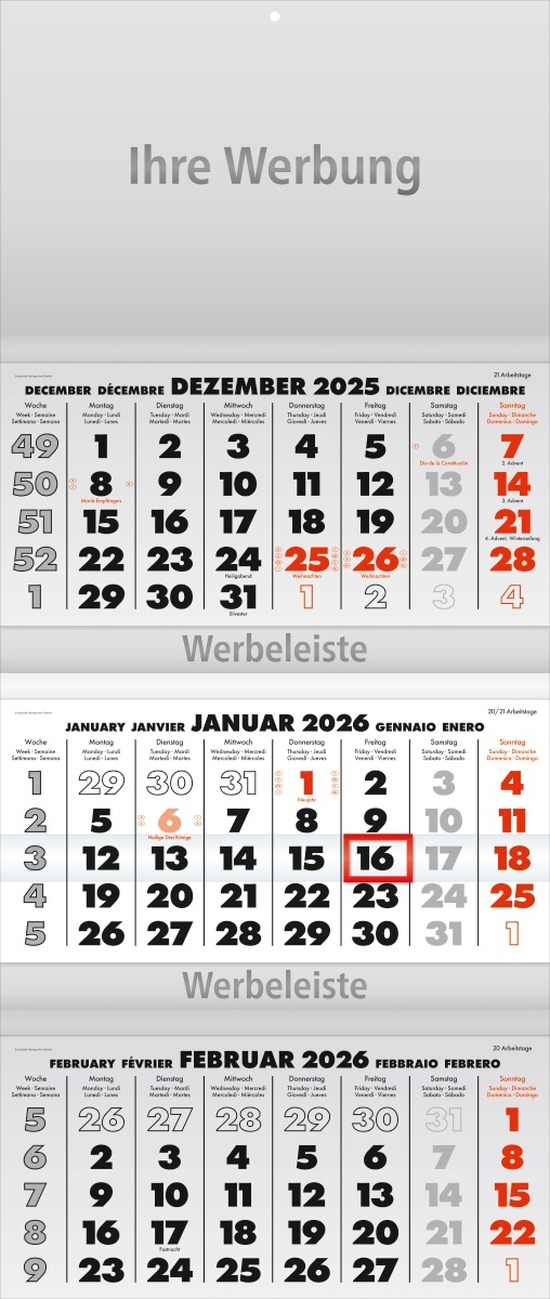 Dreimonatsplaner Business-trio grau - Monatsplaner