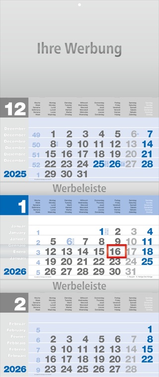 Dreimonatsplaner Design-trio blau - Monatsplaner