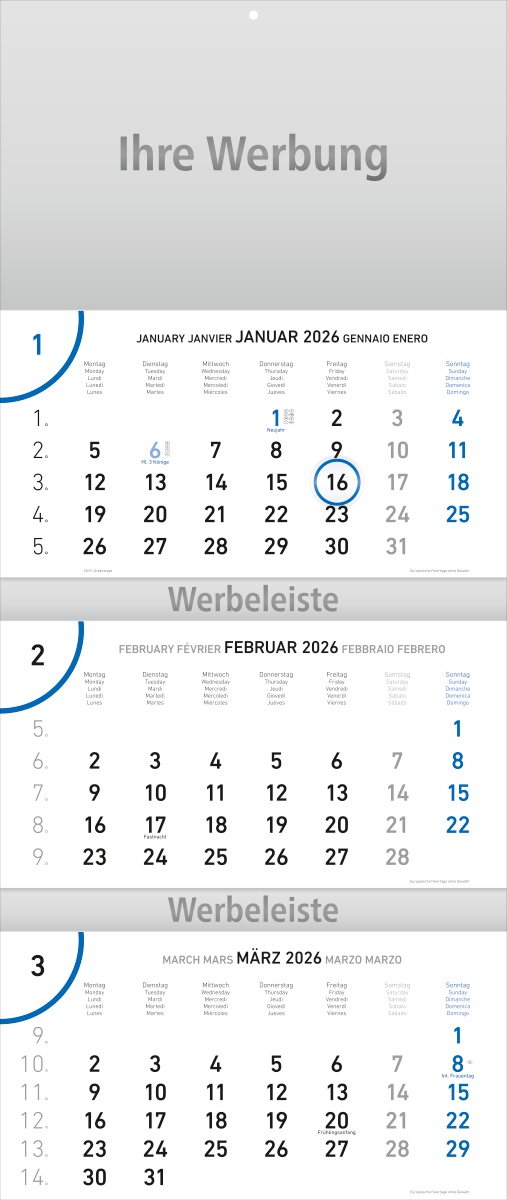 Dreimonatsplaner Future-trio blau - Monatsplaner