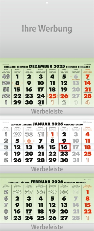 Dreimonatsplaner Business-trio-plus grün - Monatsplaner