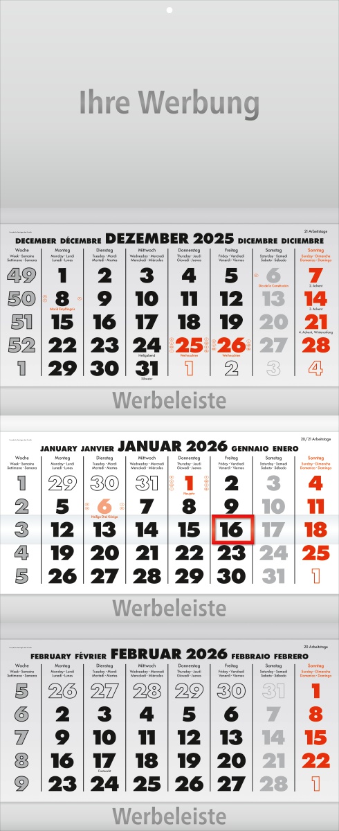 Dreimonatsplaner Business-trio-plus grau - Monatsplaner