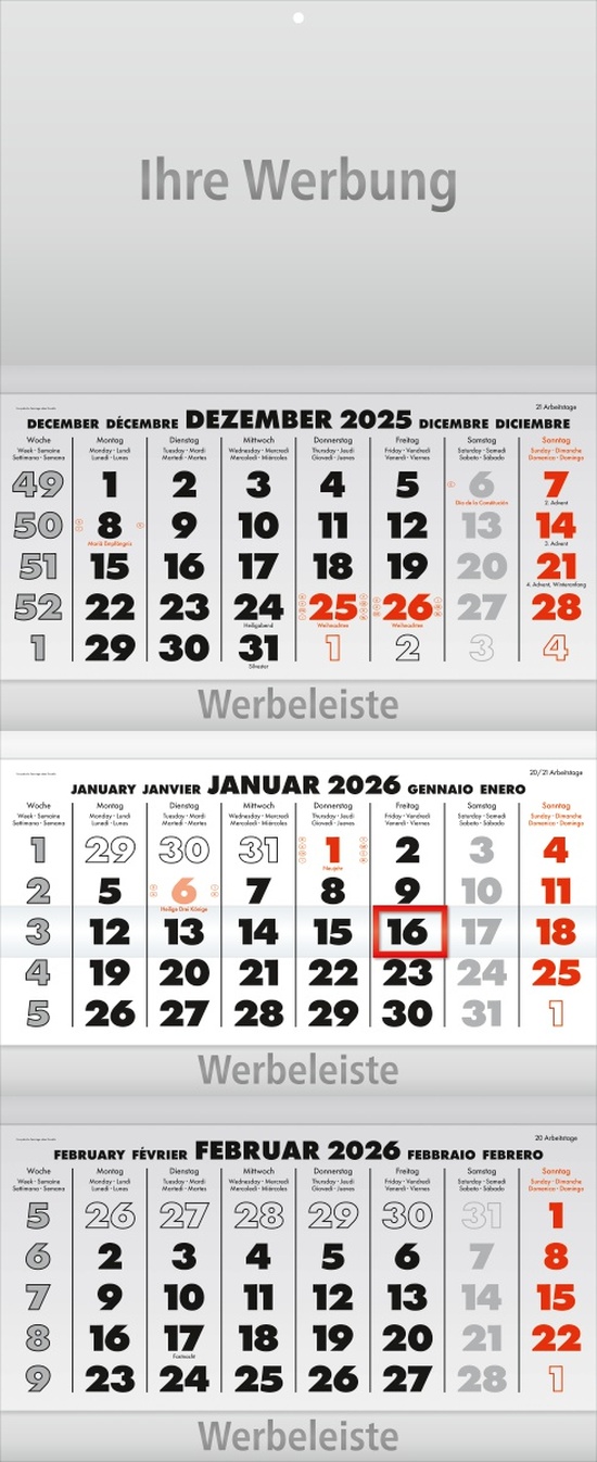 Dreimonatsplaner Business-trio-plus grau - Monatsplaner