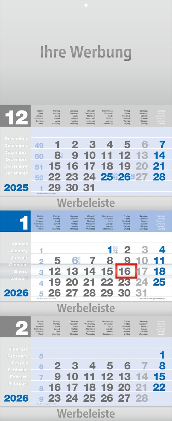 Dreimonatsplaner Design-trio-plus blau - Monatsplaner