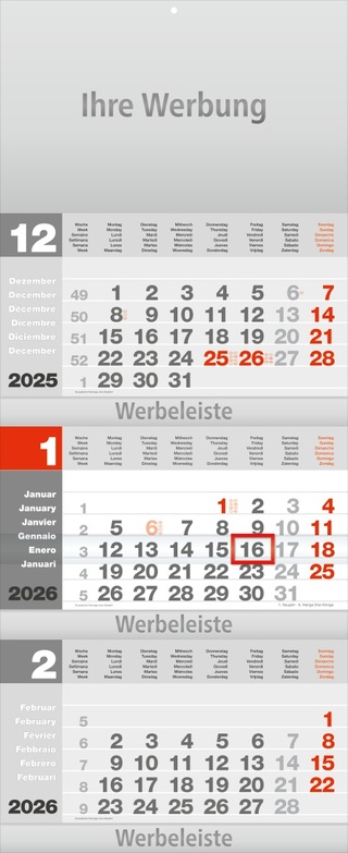 Dreimonatsplaner Design-trio-plus grau - Monatsplaner