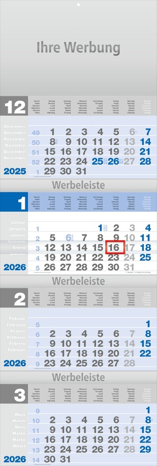 Viermoantsplaner Design-quattro blau - Monatsplaner