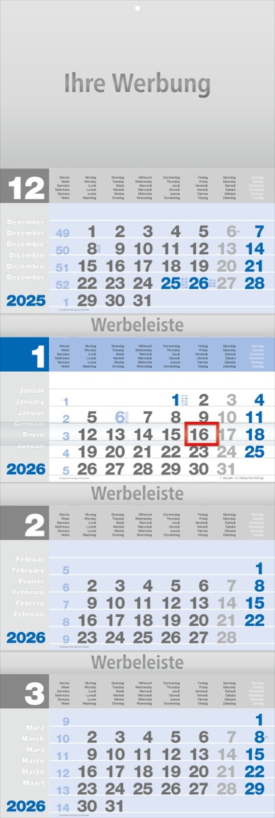 Viermoantsplaner Design-quattro blau - Monatsplaner