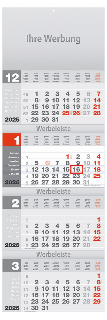 4-Monatskalender Design-quattro rot