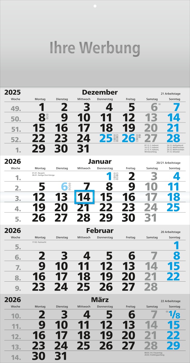 Viermonatsplaner Compact-quattro blau - Monatsplaner