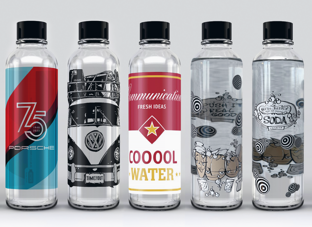 artbottles® Glas-Trinkwasserflaschen SODASTREAM-KOMPATIBEL