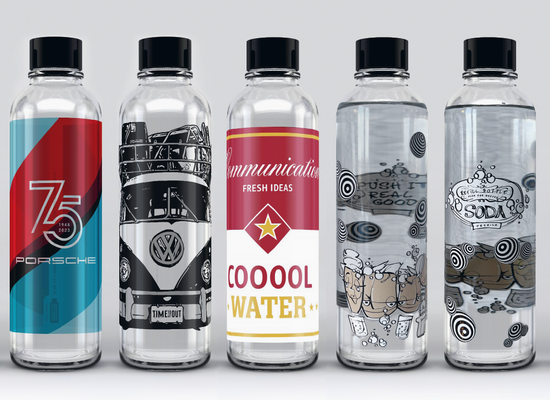 artbottles® Glas-Trinkwasserflaschen SODASTREAM-KOMPATIBEL