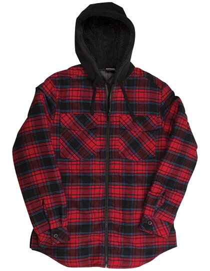 BU8620 Men´s Flannel Jacket With Sherpa Hoodie