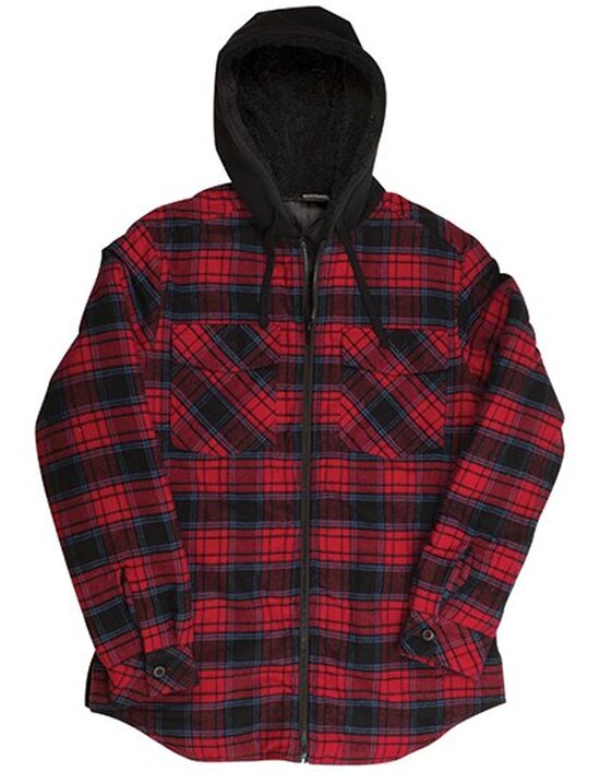 BU8620 Men´s Flannel Jacket With Sherpa Hoodie