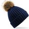 Faux Fur Pop Pom Chunky Beanie