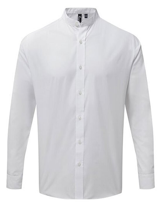 PW258 Premier Workwear Men´s Banded Collar Grandad Long Sleeve Shirt