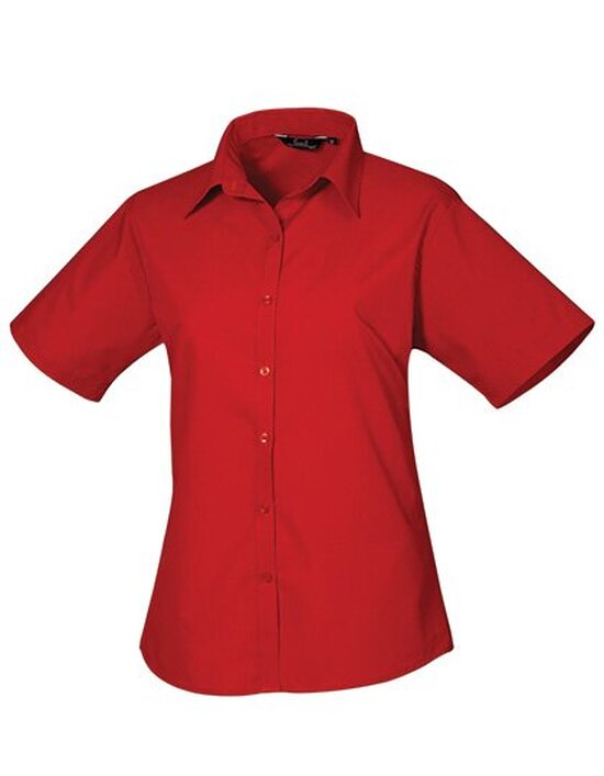 Ladies` Poplin Short Sleeve Blouse