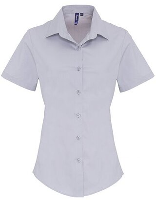 Ladies Stretch Fit Poplin Short Sleeve Cotton Shirt