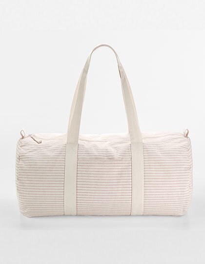 WM258 Westford Mill Striped Organic Cotton Barrel Bag