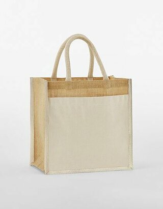WM483 Westford Mill Cotton Pocket Natural Starched Jute Midi Bag