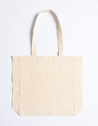 Baumwolltasche mit Seitenfalte lange Henkel