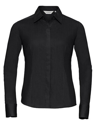 Ladies` Long Sleeve Fitted Polycotton Poplin Shirt