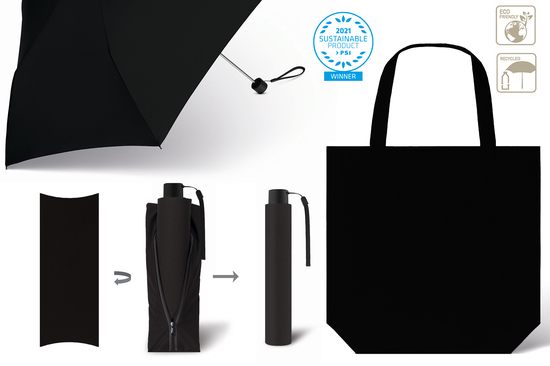 Taschenschirm mit Einkaufstasche SCHIRM & SHOPPER RPET