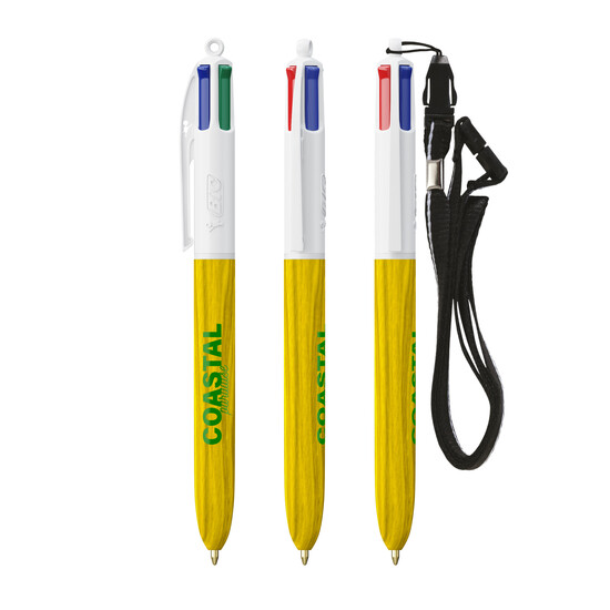 BIC® 4 Colours® Wood Style with Lanyard