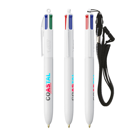 BIC® 4 Colours® ballpen + lanyard