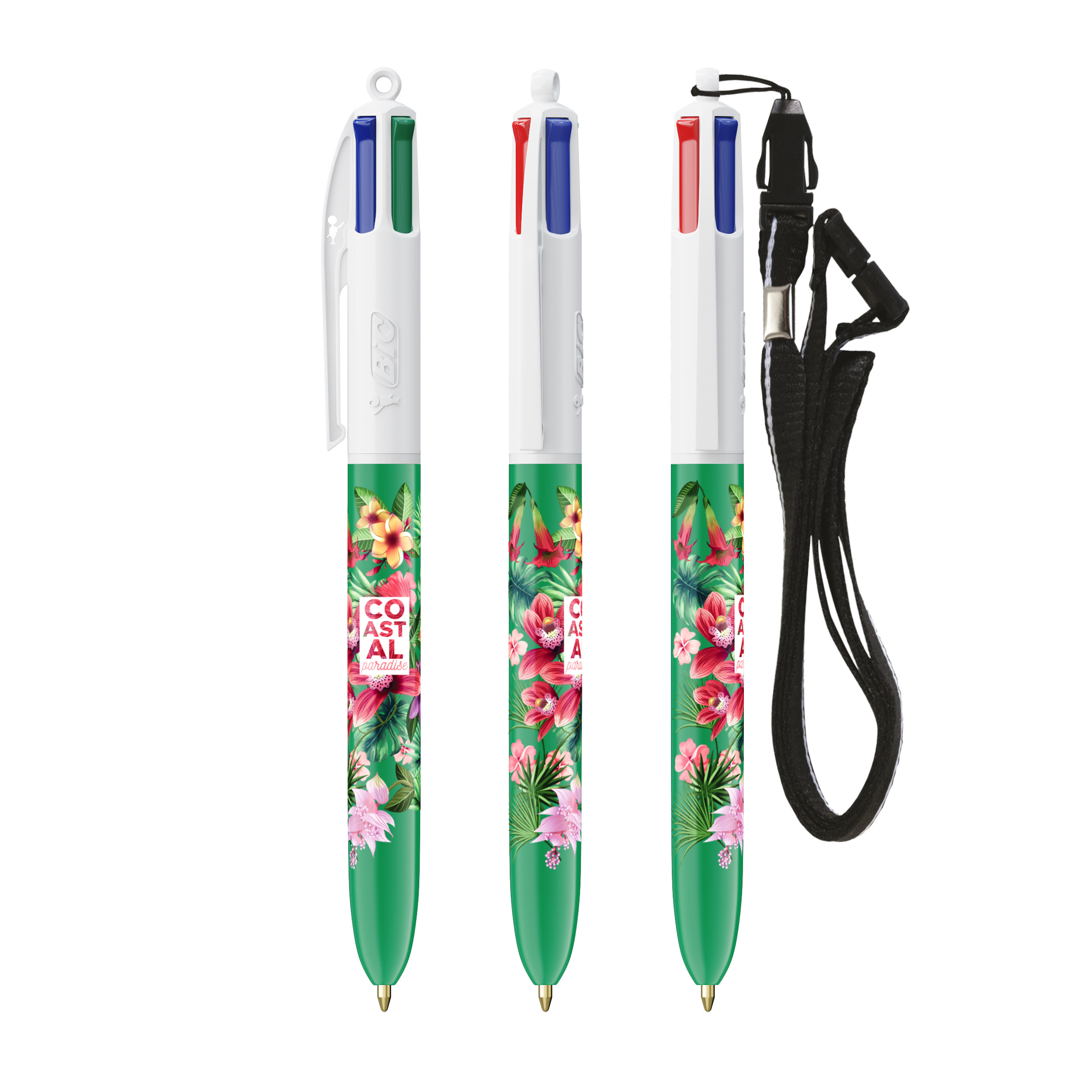 BIC® 4 Colours® ballpen + lanyard
