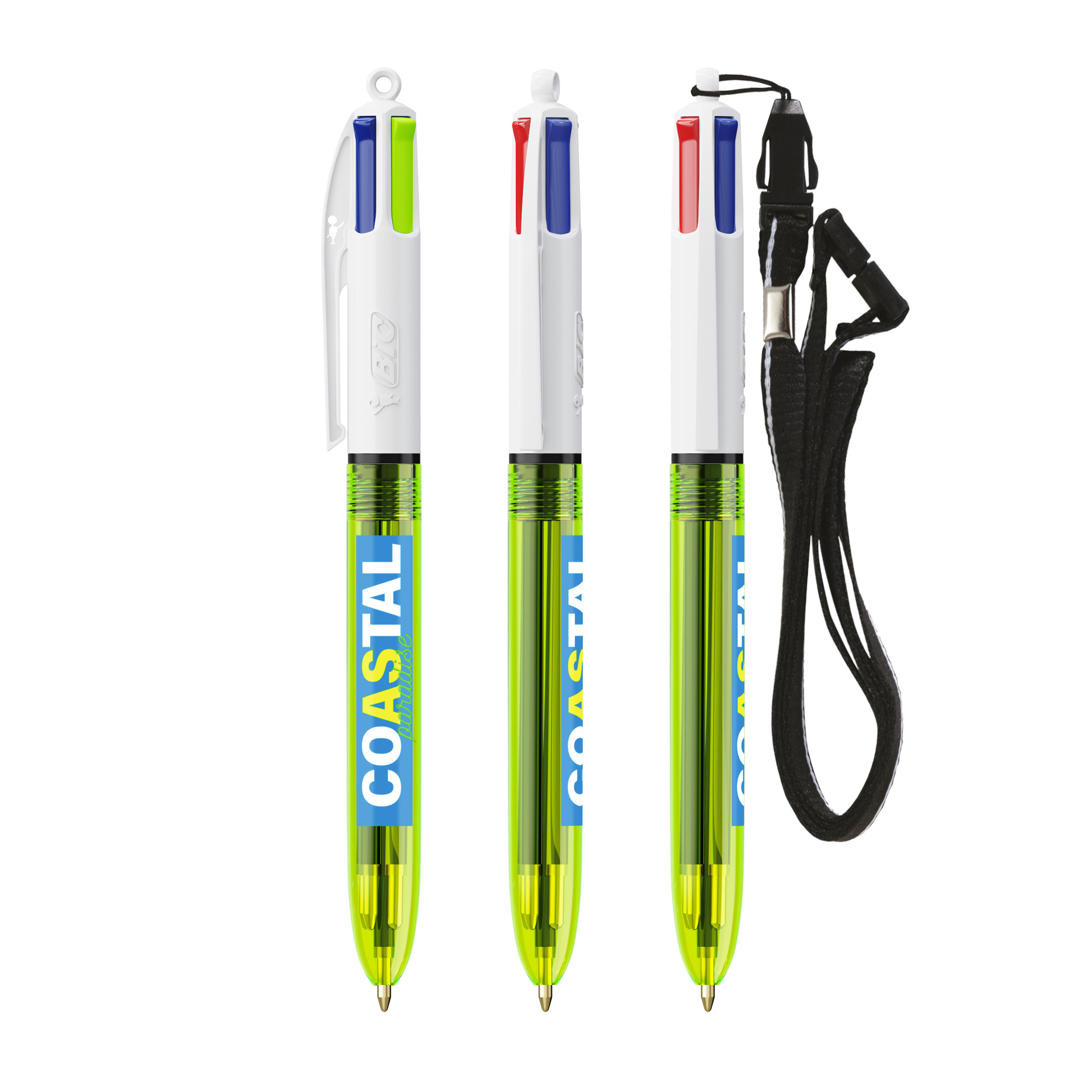 BIC® 4 Colours Fluo mit Lanyard-Kugelschreiber